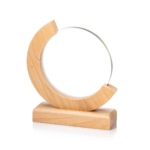 ⁦درع كريستال دائري مع قاعدة خشب#83⁩ - الصورة ⁦2⁩