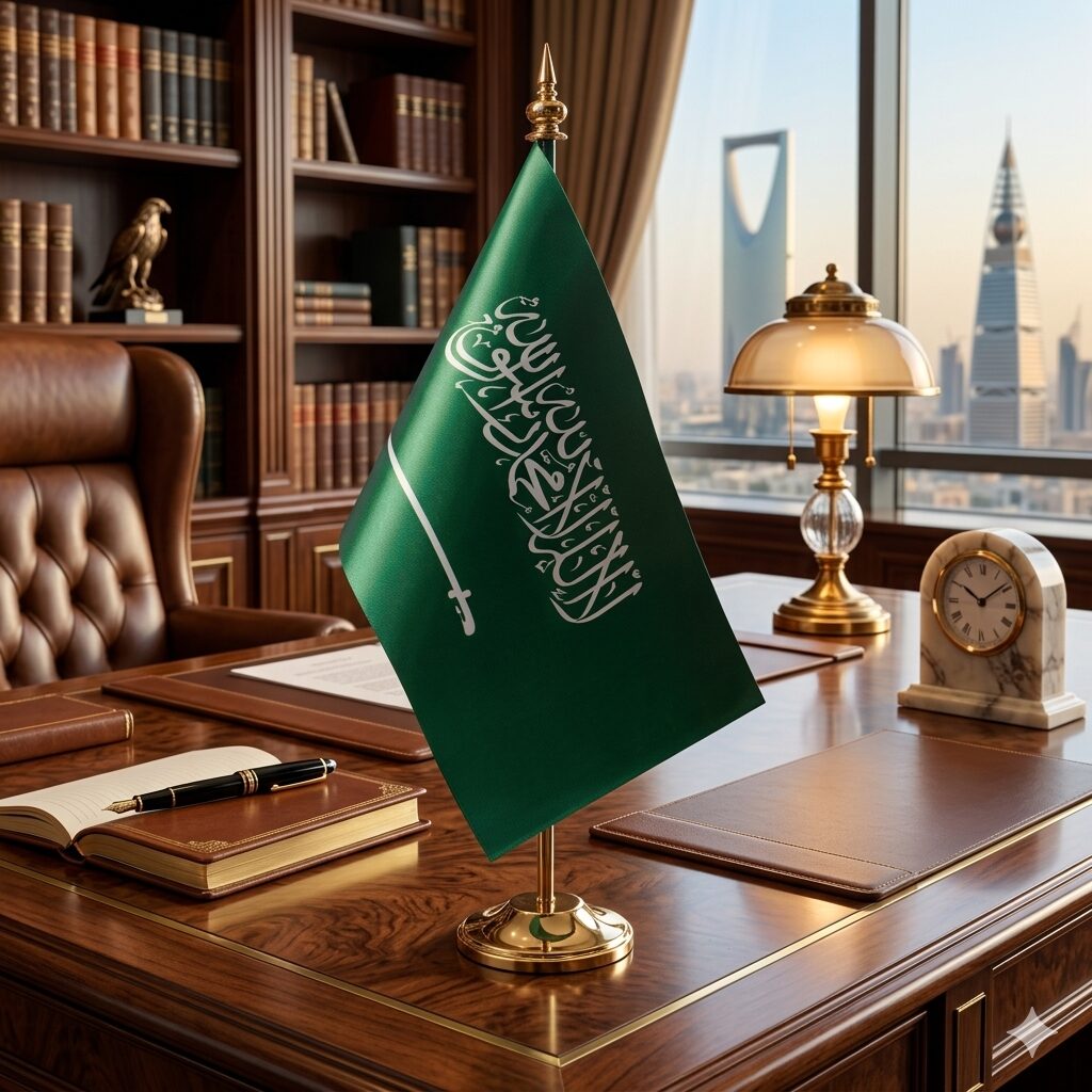 Gemini_Generated_Image_yke4jtyke4jtyke4 علم المملكة العربية السعودية مكتبي صغير #958 - الصورة 1