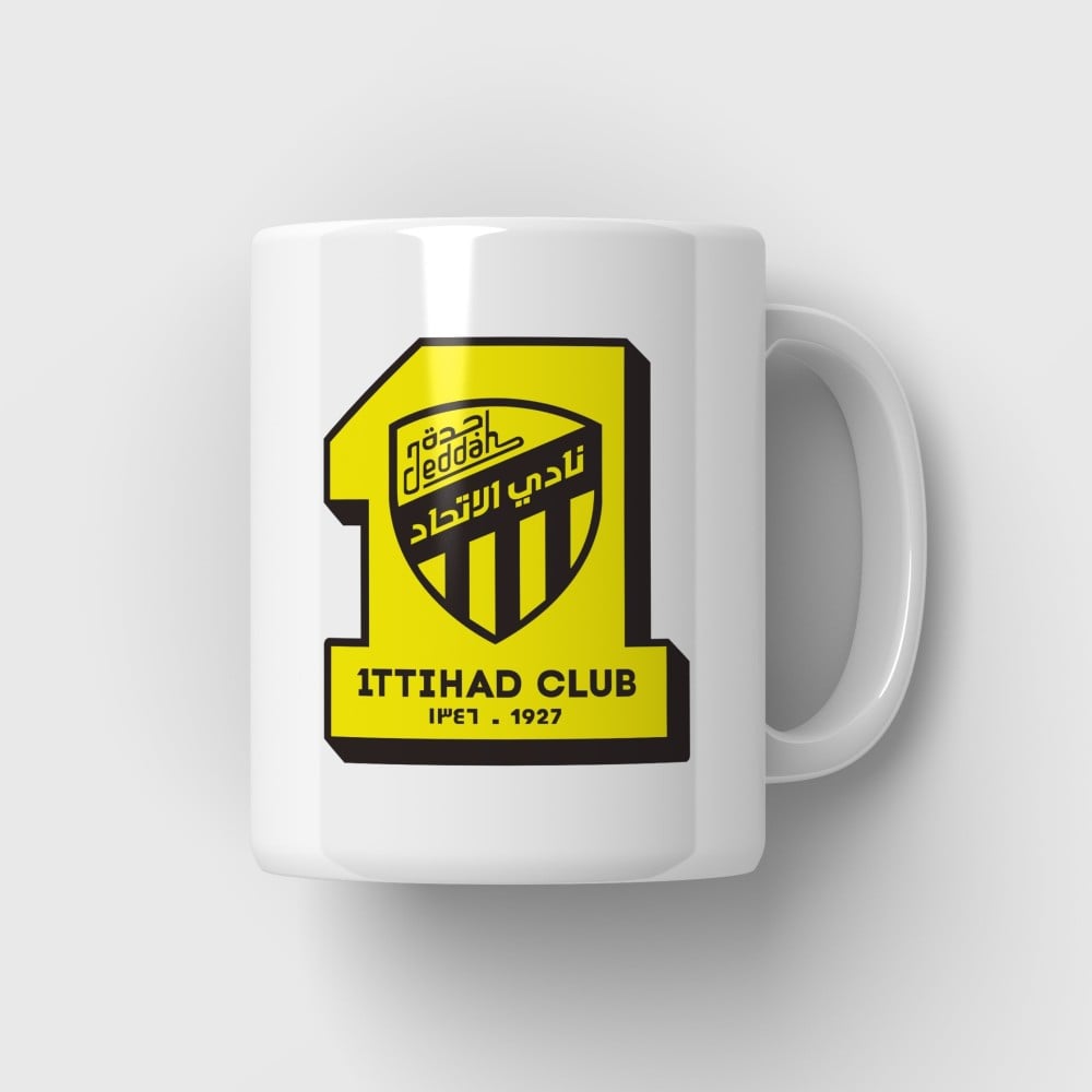 WhatsApp Image 2026-02-27 at 2.35.56 PM (3) كوب "العميد" – شعار الاتحاد الفاخر 🖤💛 - الصورة 1