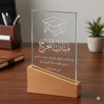 درع كريستال 15×23 مع قاعدة خشب#85