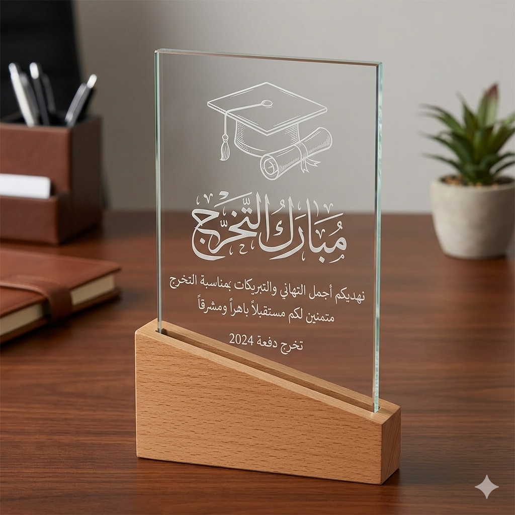 1773889122290 درع كريستال 15×23 مع قاعدة خشب#85 - الصورة 1